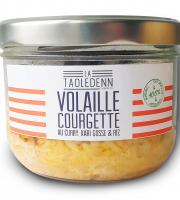 La Chikolodenn - Mijoté de morceaux de volaille au curry & kari gosse, courgettes et riz, bocal verre 280g tout prêt