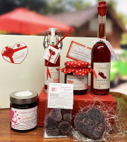 Les Perles Rouges - Coffret Cupidon avec Caresse de Groseille, sirop, confitures et Chicatines (pâtes de fruits)