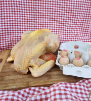 Ferme de Calès - Lot de 3 poulets de 1,9kg et de 6 oeufs