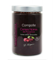 Conserves Guintrand - Compote De Cerises Noires Dénoyautées, Sans Sucres Ajoutés Yr - Bocal 580 Ml