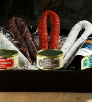 Charcuterie Commenges - Coffret Cadeau : assortiment de Charcuterie avec une Bouteille de vin