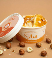 Sÿba - Glaces végétales - 120ml - Glace Praliné Noisette, Éclats de Noisettes, Sauce Caramel