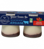 Ferme de La Tremblaye - Yaourt de vache Jersiaise Fermier Bio Fraise & Menthe x2