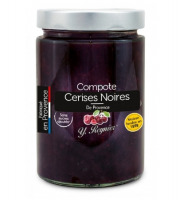 Conserves Guintrand - Compote De Cerises Noires Dénoyautées, Sans Sucres Ajoutés Yr - Bocal 327 Ml