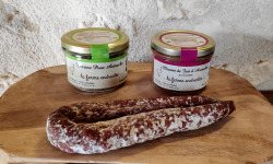 La Ferme Enchantée - Apéro'truche, Lot de 1 Terrine Pure Autruche  + 1 saucisson sec  + 1 Mousse de foie au Cognac