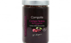 Conserves Guintrand - Compote De Cerises Noires Dénoyautées, Sans Sucres Ajoutés Yr - Bocal 580 Ml