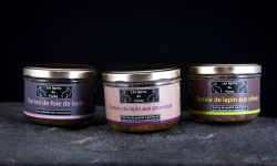 Les Viandes du Forez - Assortiment de 3 Terrines de Lapin : Olives, Pruneaux, Foie