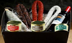 Charcuterie Commenges - Coffret Cadeau : assortiment de Charcuterie avec une Bouteille de vin