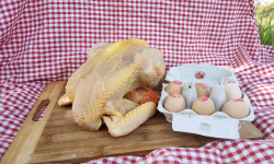 Ferme de Calès - Lot de 5 poulets de 1,9kg et de 6 oeufs