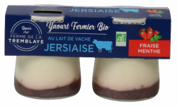 Ferme de La Tremblaye - Yaourt de vache Jersiaise Fermier Bio Fraise & Menthe x2