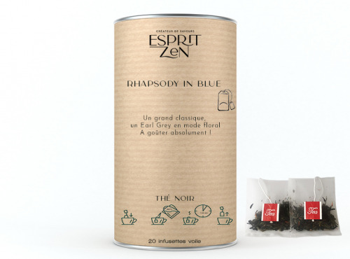 Esprit Zen - Thé Noir "Rhapsody in blue" - bergamote - fleurs bleues - Boite de 20 Infusettes