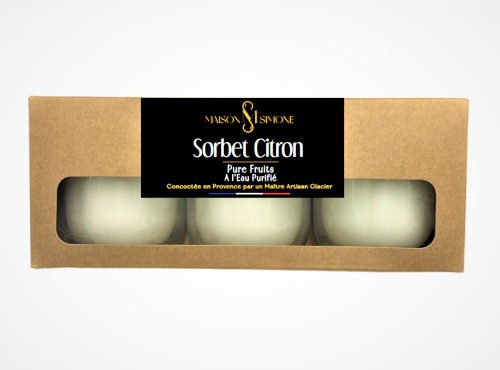 Maison Simone - Glaces au Lait de Bufflonne - Trio Sorbet Citron de Sicile à l'eau purifiée - 3 x 90g