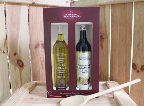 Domaine des Terres Rouges - Coffret à la Truffe - Huile d'olive d'Italie à la Truffe et Balsamique à la Truffe