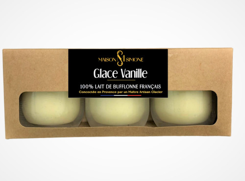 Maison Simone - Glaces au Lait de Bufflonne - Trio Glace Vanille au lait de Bufflonne - 3 x 90g