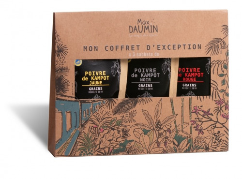 Epices Max Daumin - Coffret Poivres - Trilogie De Kampot (noir, Jaune, Rouge Bio & Igp)