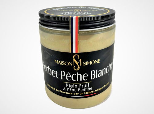 Maison Simone - Glaces au Lait de Bufflonne - Sorbet "Plein Fruit" Pêche Blanche à l'eau purifiée - 350g