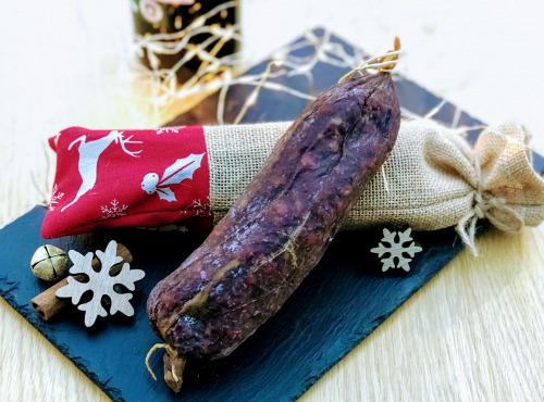 Les poilus-cornus du Grand Est - Idée cadeau => Saucisson Pur Bœuf Highland Cattle 330g Avec Son Pochon