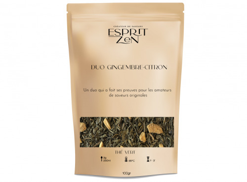 Esprit Zen - Thé Vert "Duo gingembre citron" - gingembre - citron - Sachet 100g