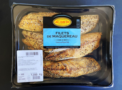 Etablissements JC David - Filets de Maquereau poivre fumés barquette 8/10 pcs 1kg