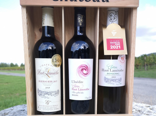 Château Haut-Lamouthe - Coffret Bois de 3 bouteilles : AOC Bergerac Vin Rouge et Blanc