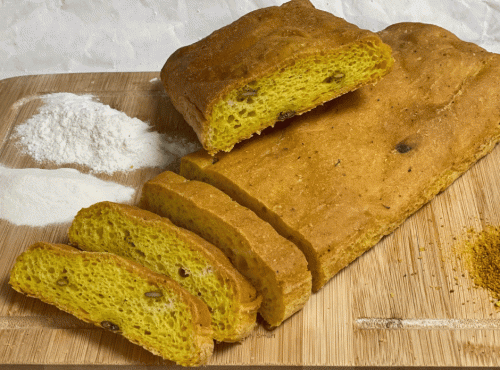 Boulangerie l'Eden Libre de Gluten - Focaccia Curry  – Farine de riz et tapioca