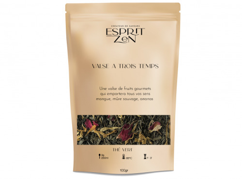 Esprit Zen - Thé Vert "Valse à 3 Temps" - mûre sauvage - ananas - Sachet 100g