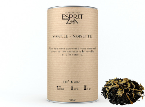 Esprit Zen - Thé Noir "Vanille -Noisette" - vanille - noisette - Boite 100g