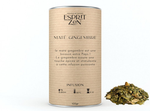 Esprit Zen - Infusion Peps ! " Maté Gingembre "  - Boite de 100g