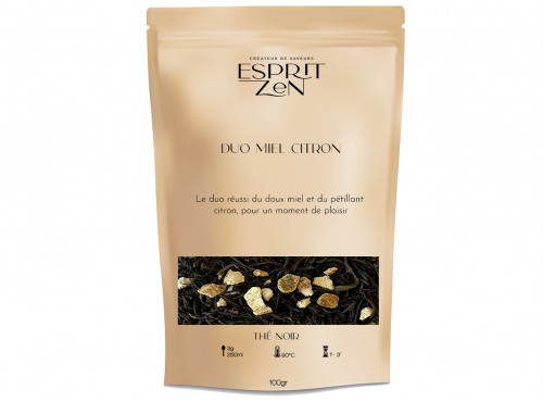 Esprit Zen - Thé Noir "Duo Miel Citron" - miel - citron - Sachet 100g