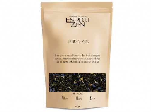 Esprit Zen - Thé Noir "Jardin Zen" - fraise - rhubarbe - Sachet 100g