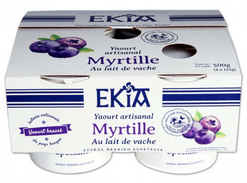 Bastidarra – Ekia - Yaourt Myrtille Brassé  4*125 gr