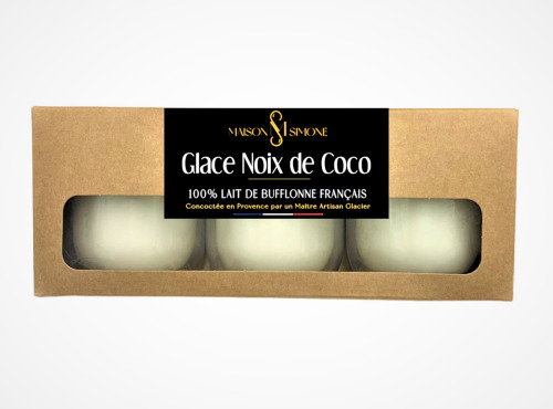 Maison Simone - Glaces au Lait de Bufflonne - Trio Glace Noix de Coco au lait de Bufflonne - 3 x 90g