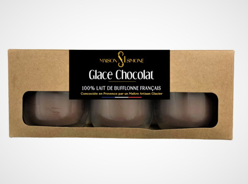 Maison Simone - Glaces au Lait de Bufflonne - Trio Glace Chocolat au lait de Bufflonne Français - 3 x 90g