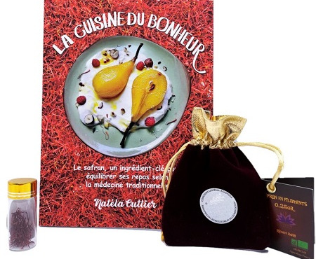 Le safran - l'or rouge des Ardennes - Pack Livre "La cuisine du bonheur" et Safran sec en filaments :0.25gr