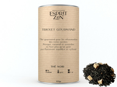 Esprit Zen - Thé Noir "Triolet Gourmand" - nougat - amande - caramel - Boite 100g