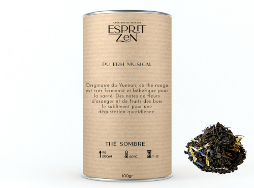 Esprit Zen - Thé Noir "Pu Erh Musical" - fruits des bois - Boite 100g