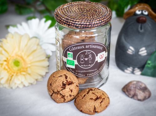 P'tit Bout d'Alsace - P'tit Cookie BIO "Eco" Eclats de Caramel - Beurre Demi-Sel et Sucre de Fleur de Coco - 125g