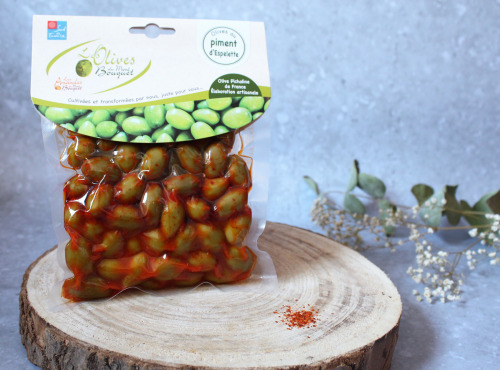 Les amandes et olives du Mont Bouquet - Olives au piment d'Espelette 200g