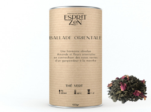 Esprit Zen - Thé Vert "Ballade Orientale" - menthe - amande - Boite 100g