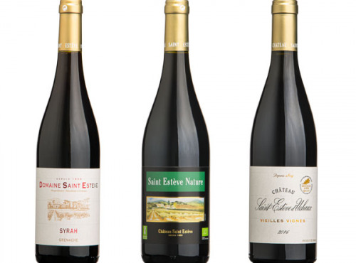 Château Saint Estève d'Uchaux - Coffret Cadeaux "Trio Syrah" Rouge BIO - AOP Côtes du Rhône et Villages - 3 Bouteilles