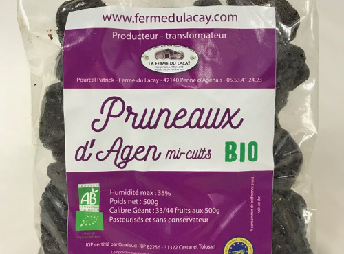 Ferme du Lacay - Pack 8 Sachets De Pruneaux D'agen Mi-cuit Bio