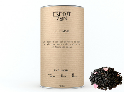 Esprit Zen - Thé Noir "Je t'Aime" - fruits rouges - vanille - caramel - Boite 100g