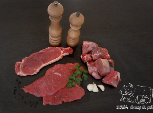 SCEA Champ du Puits - Assortiment varié Viande Bio de Veau et de Bœuf - Colis 1kg