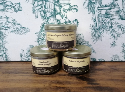 Ferme des Hautes Granges - Lot de terrines/rillettes pour un apéro - 3 pots de 190 g