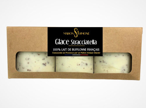 Maison Simone - Glaces au Lait de Bufflonne - Trio Glace Stracciatella au lait de Bufflonne - 3 x 90g