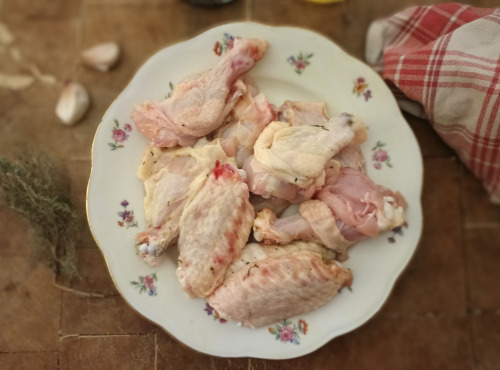 EARL Plumes et Laines - Manchons de Poulet Marinées Thym Citron - 500gr