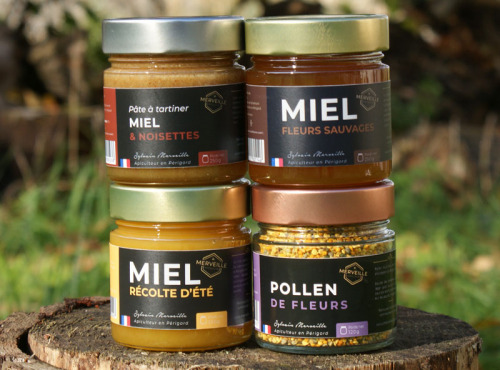 Merveille Apiculture - Coffret Miel - Noisettes -pollen