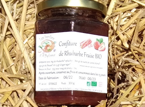 Les Jardins d'Abylone - BIO - Confiture de fraises rhubarbe bio