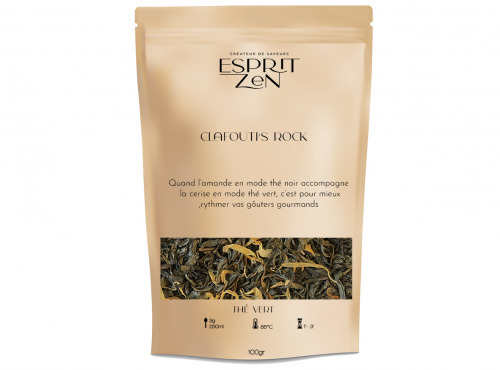 Esprit Zen - Thé Vert "Clafouti's Rock" - amande - cerise - Sachet 100g