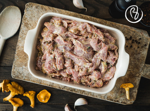 Maison BAYLE   -                                                                                                                                       Champions du Monde de boucherie 2016 - Emincé de Veau aux Girolles - 500g